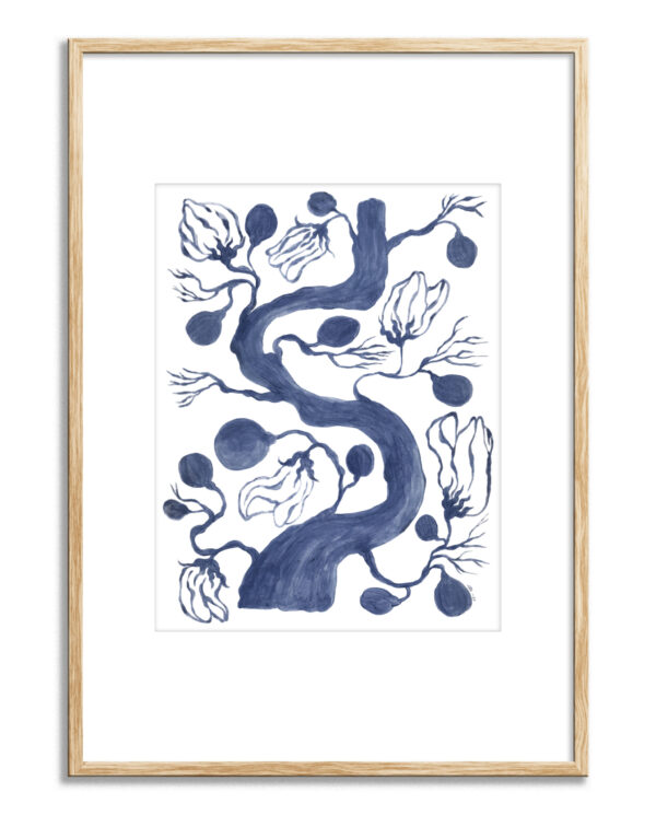 Knoppar i blå print - Blå