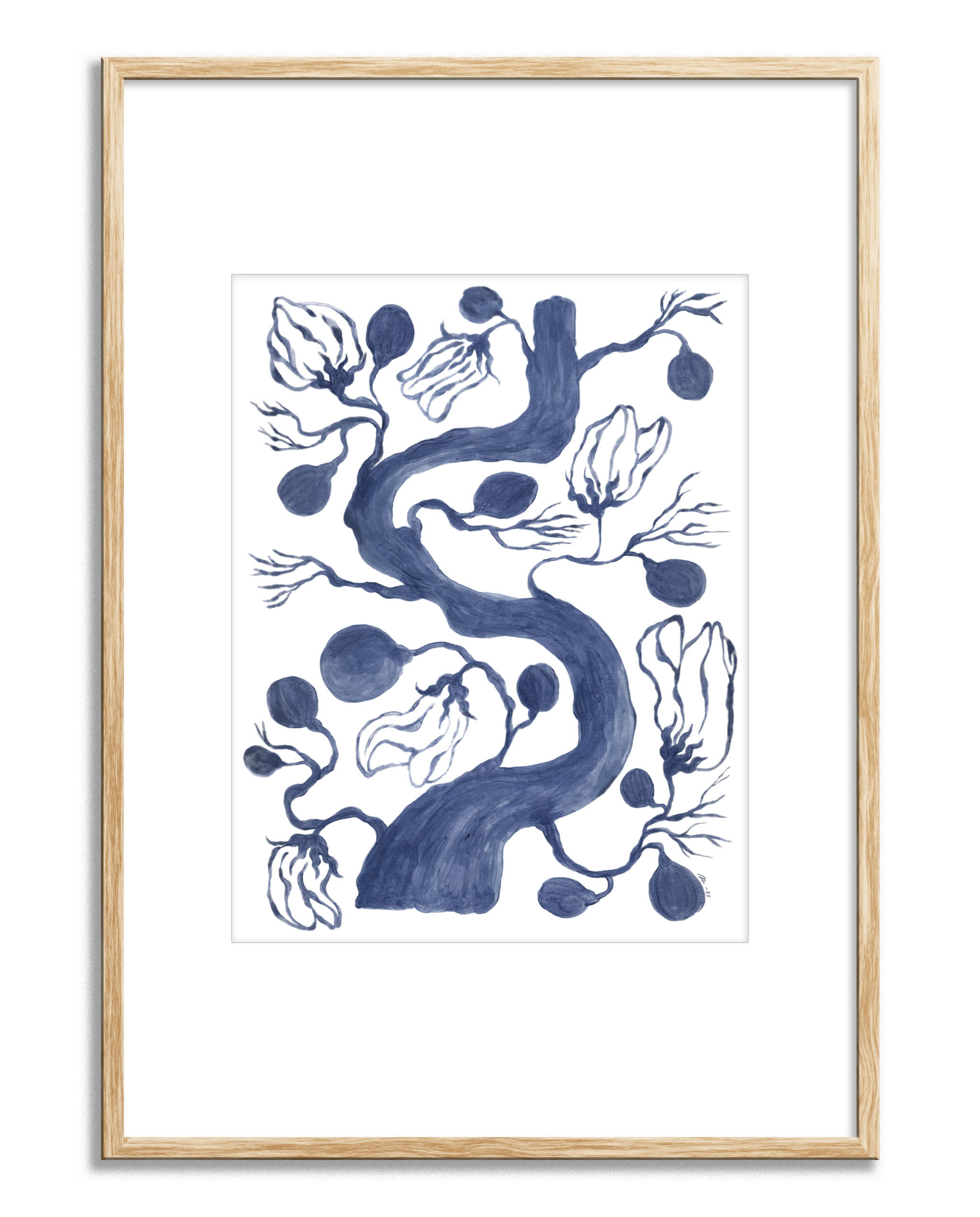 Knoppar i blå print - Blå