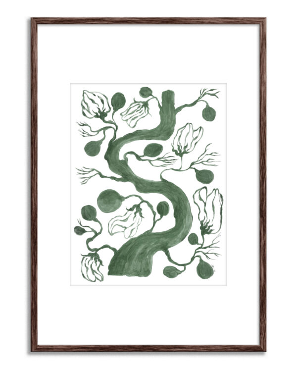 Knoppar i grön print - Floral