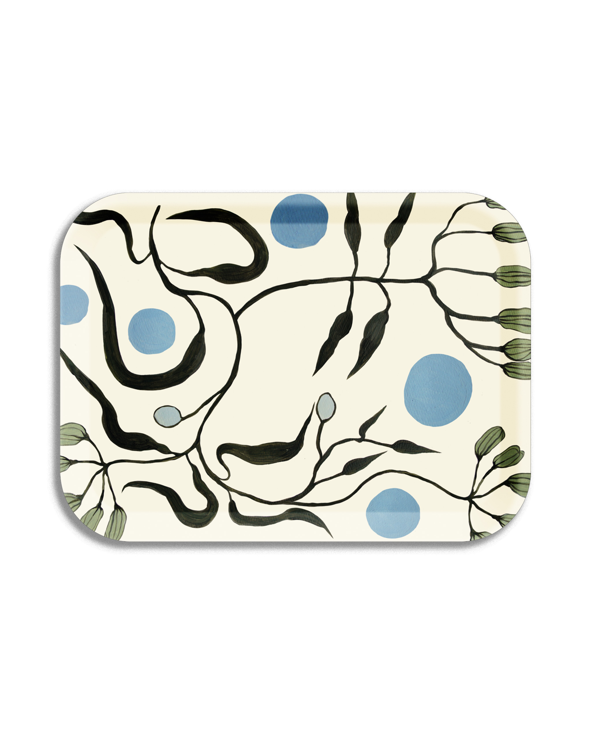 Blåblomma bricka - Blå